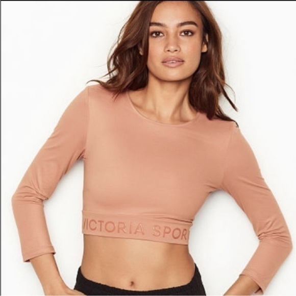 Victoria’s Secret sport NWOT logo long sleeve crop SIZE SMALL - Picture 1 of 6